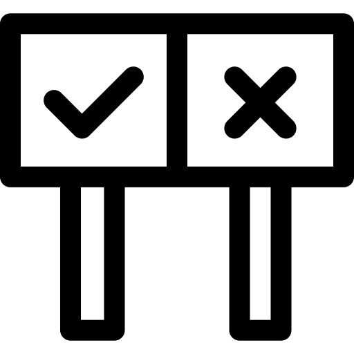 Yes or no true or false check voting icon