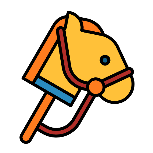 Stick horse playing toy hobby horse icon Stick horse playing toy hobby horse icon