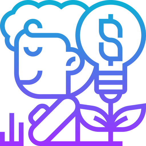 Investment thinking money idea icon Investment thinking money idea icon