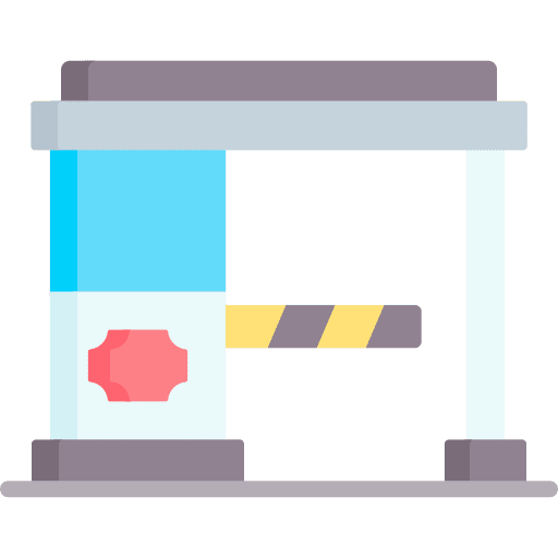 Toll road architecture and city stop barriers icon
