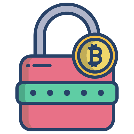 Lock currency security bitcoin icon