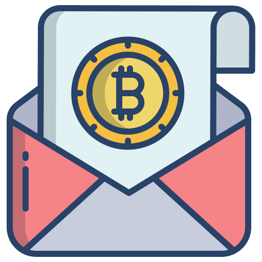 Email cryptocurrency open mail bitcoin symbol icon
