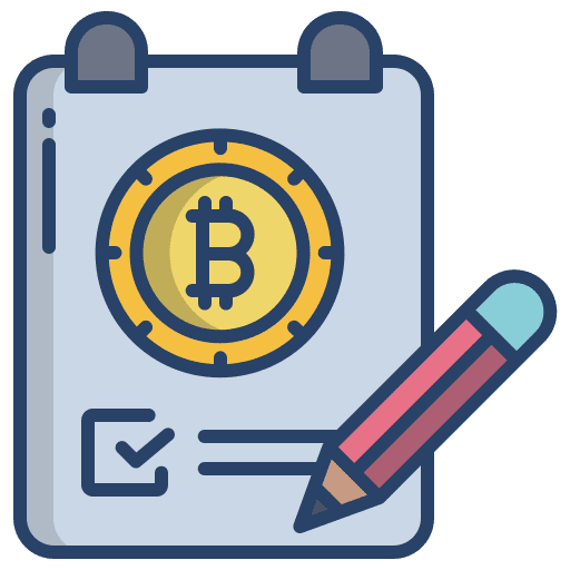 Note pencil bitcoin business and finance icon