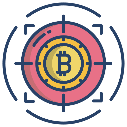Target business and finance crosshair digital currency icon