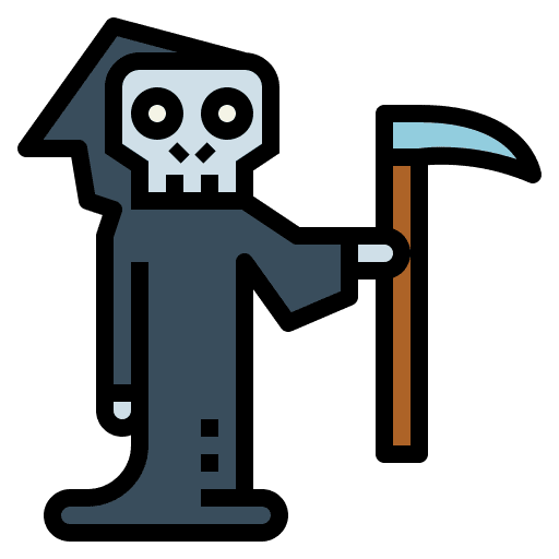 Grim reaper dead character skull icon Grim reaper dead character skull icon