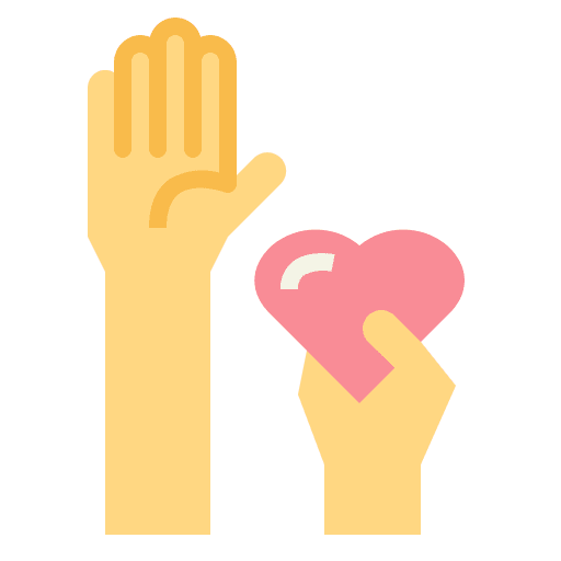 Hands up donation volunteer solidarity icon
