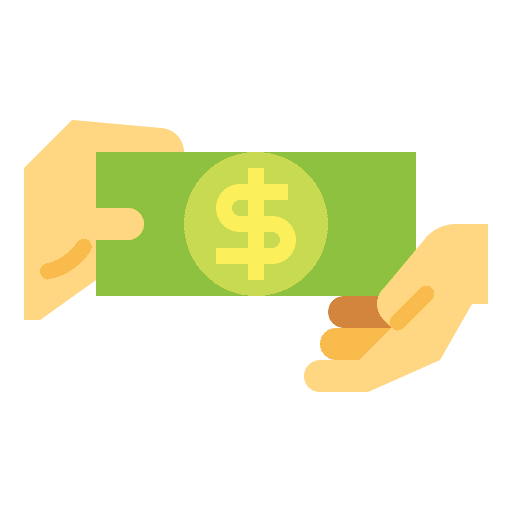 Money transfer bank cash hands icon