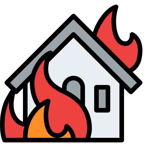 Fire house burn insurance icon