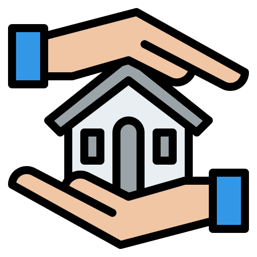 Protection real estate house hand icon