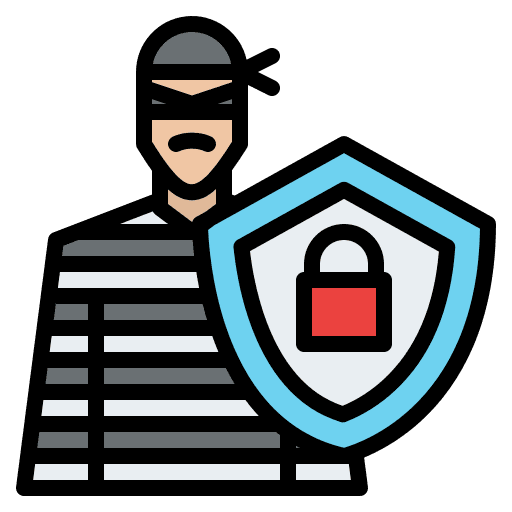 Robbery burglar security protected icon Robbery burglar security protected icon