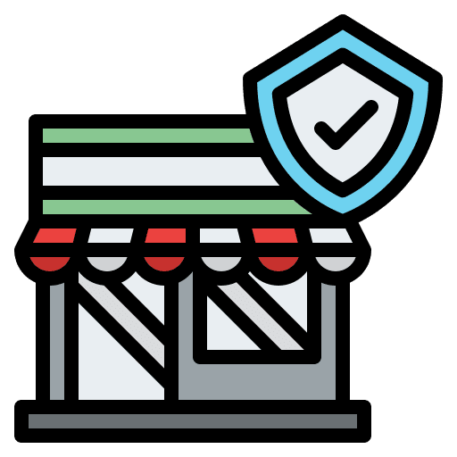Protection policy shop security icon Protection policy shop security icon