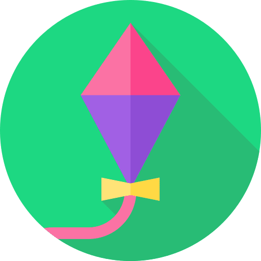 Kite childhood hobbies and free time toy icon