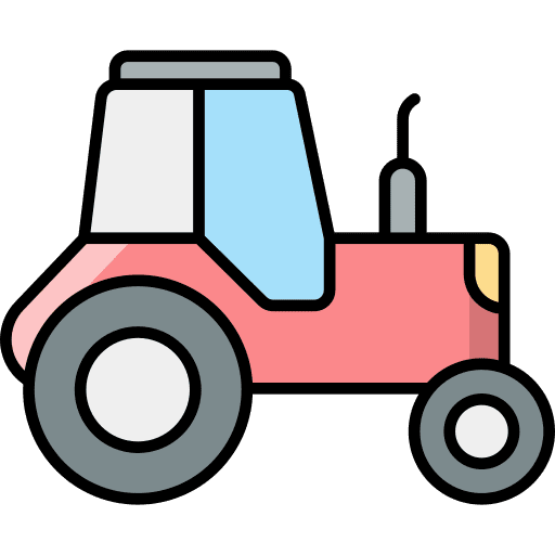 Tractor farming and gardening vehicle farm icon