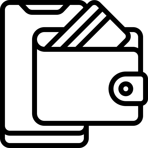Wallet mobile phone payment cash icon