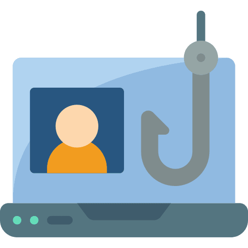Laptop phishing user interface security icon