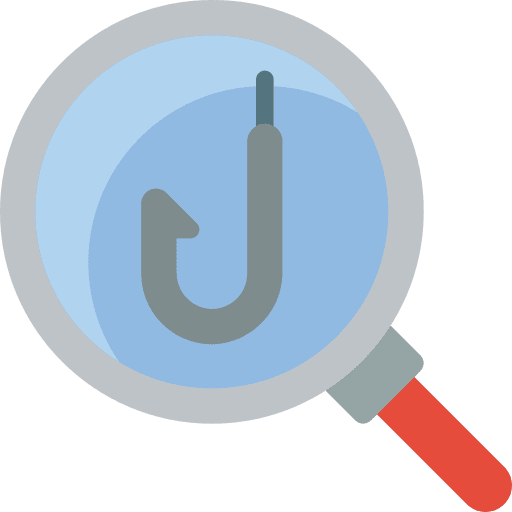 Magnifying glass looking phishing security icon