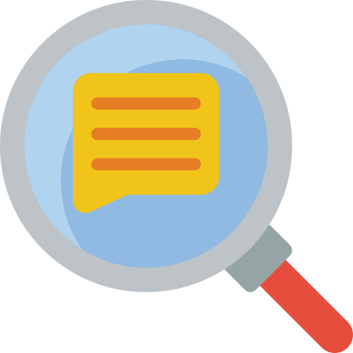 Magnifying glass security searching conversation icon