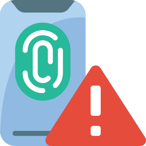 Smartphone security warning error icon
