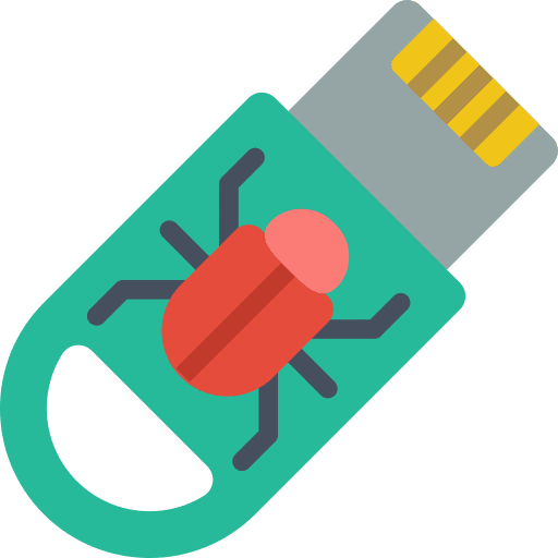 Usb security bugged virus icon