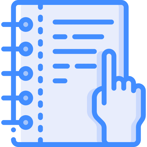 Notepad pointing hand notebook icon