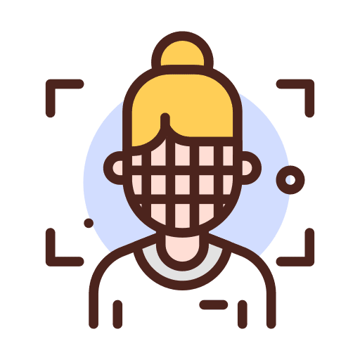 Face scan security woman identification icon Face scan security woman identification icon