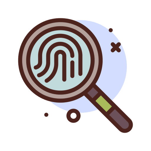 Study fingerprint security magnifying glass icon Study fingerprint security magnifying glass icon