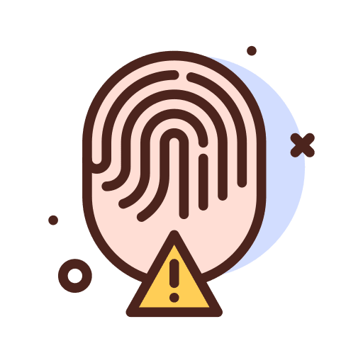 Warning fingerprint security warning icon Warning fingerprint security warning icon