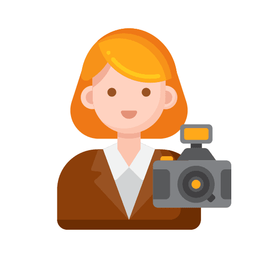 Photographer female photo camera girl icon