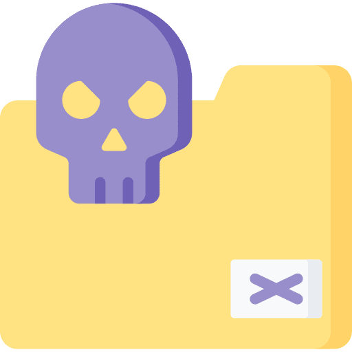 Folder skull bug cyber crime icon