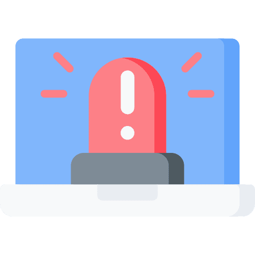 Malware risk warning laptop icon