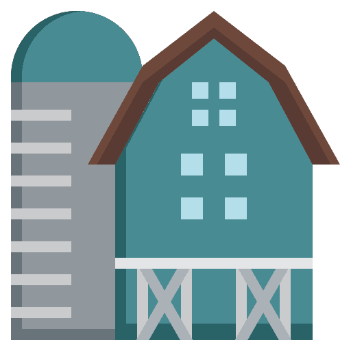 Barn silo farming and gardening warehouse icon Barn silo farming and gardening warehouse icon