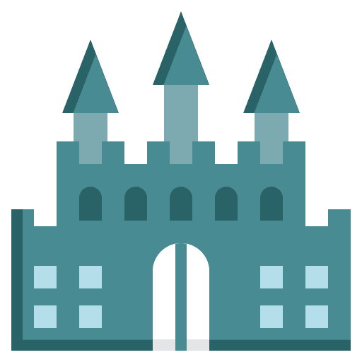 Castle building architecture and city castle icon Castle building architecture and city castle icon