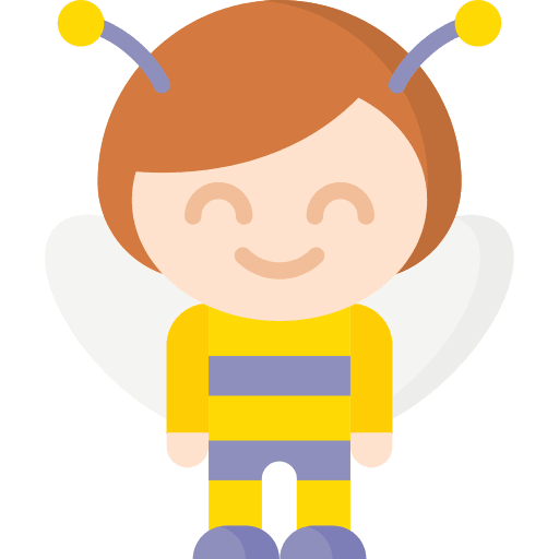 Bee kid and baby caucasian kid icon Bee kid and baby caucasian kid icon