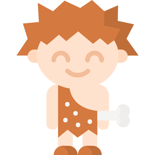 Caveman caucasian child bone icon