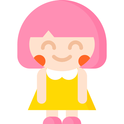Doll pink hair costume kid and baby icon