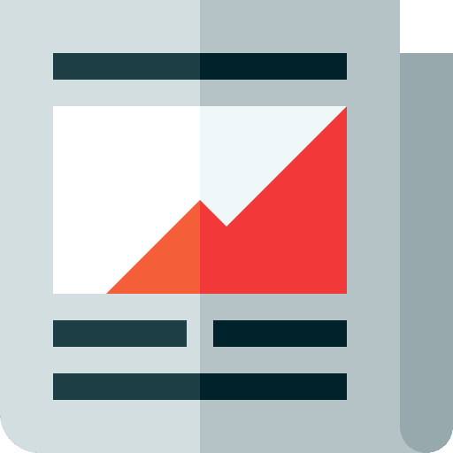 Financial market analysis newspaper icon