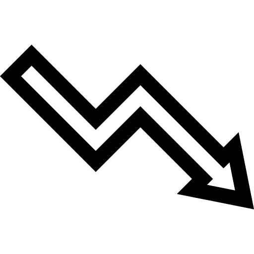 Decrease loss analytics diagonal arrow icon