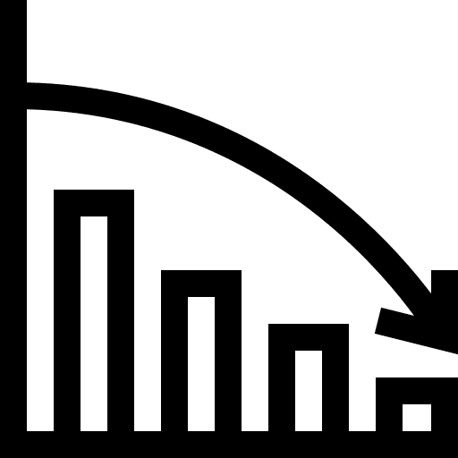 Decrease business and finance down data analytics icon Decrease business and finance down data analytics icon