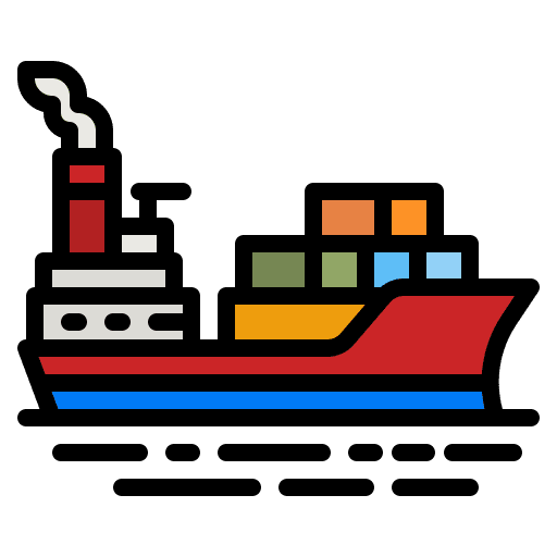 Cargo boat transportation distribution cargo ship icon