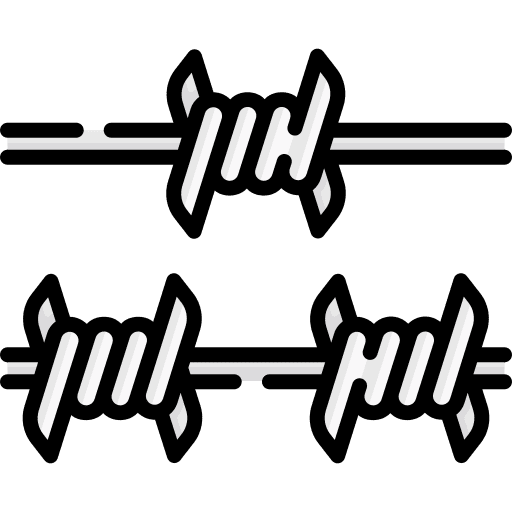 Barbed wire prison protection military icon