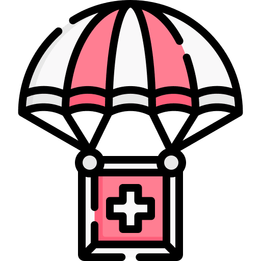Humanitarian emergency airdrop crate icon