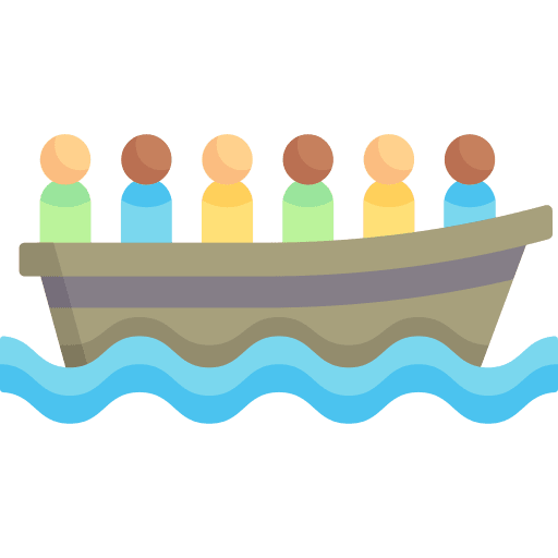 Boat transportation life raft immigrant icon