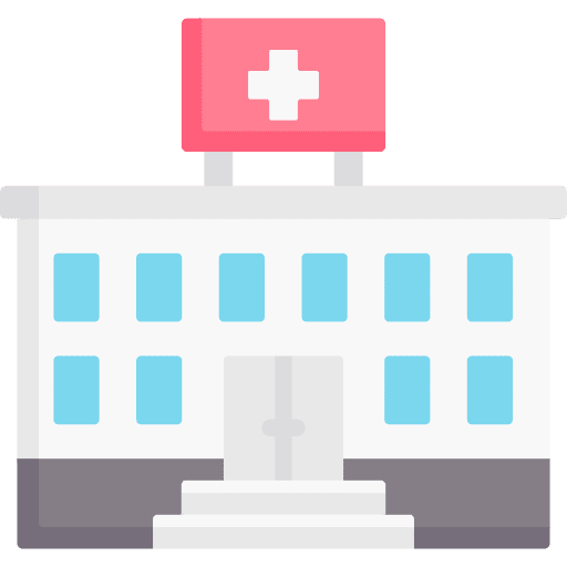 Hospital architecture and city buildings architectonic icon