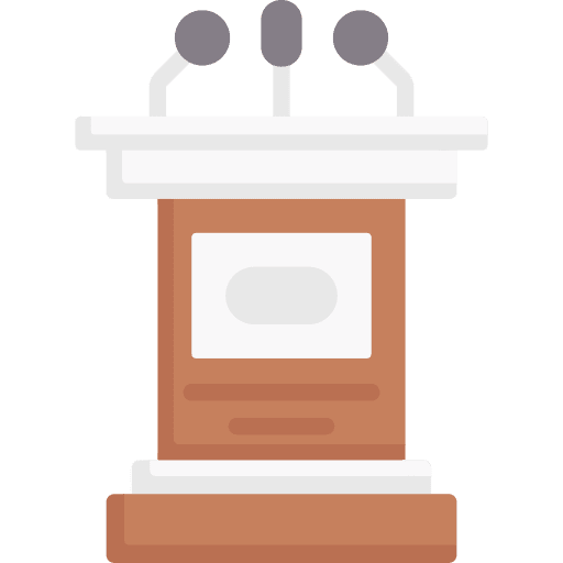 Lectern human rights desk communications icon