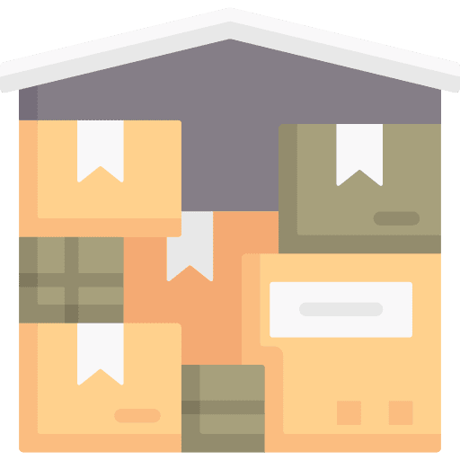 Warehouse architecture and city logistics warehouse icon