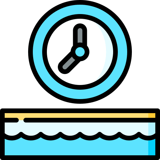 Hours time swimming pool circular clock icon Hours time swimming pool circular clock icon