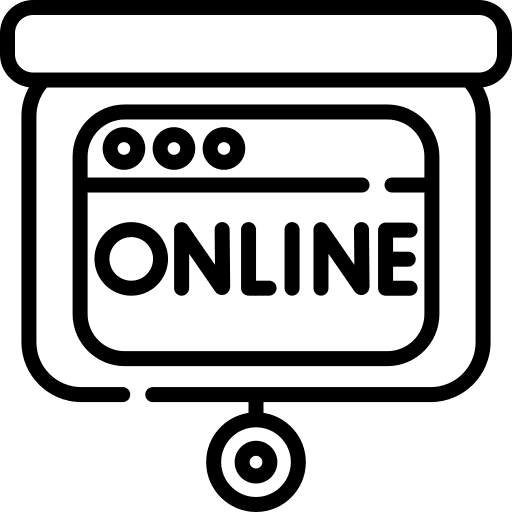 Online presentation business and finance lectures explain icon
