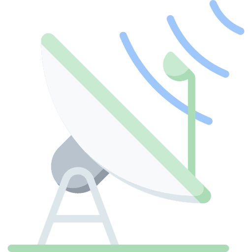 Telecommunications satellite dish electronics wireless icon