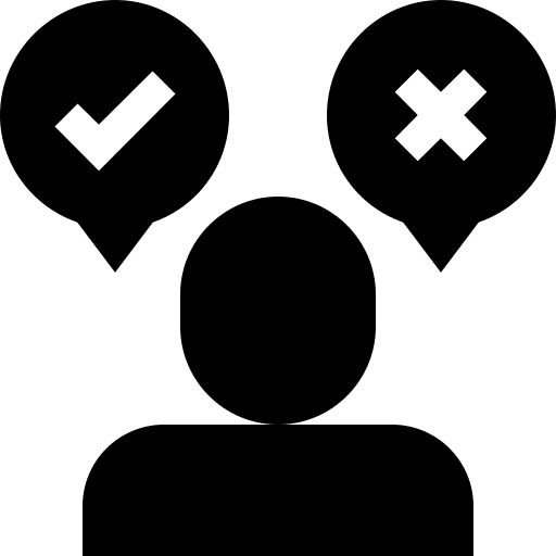 Decide user decision cross icon