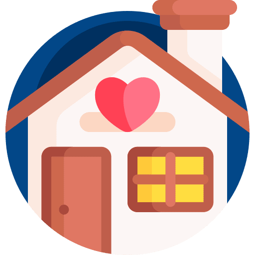 Home building love and romance heart icon